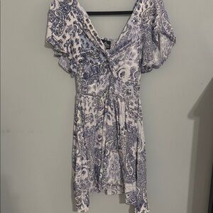 Blue and White Paisley Dress